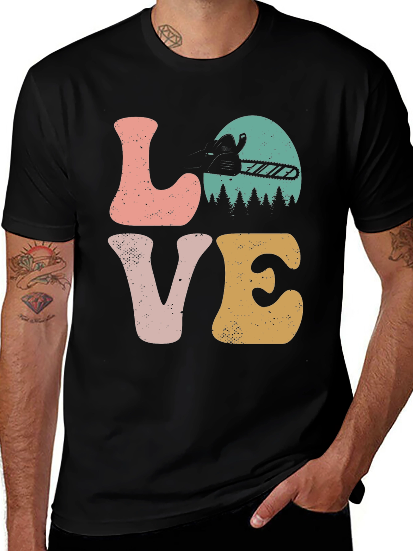 LOVE Chainsaw Retro Tee Lumberjack Gift