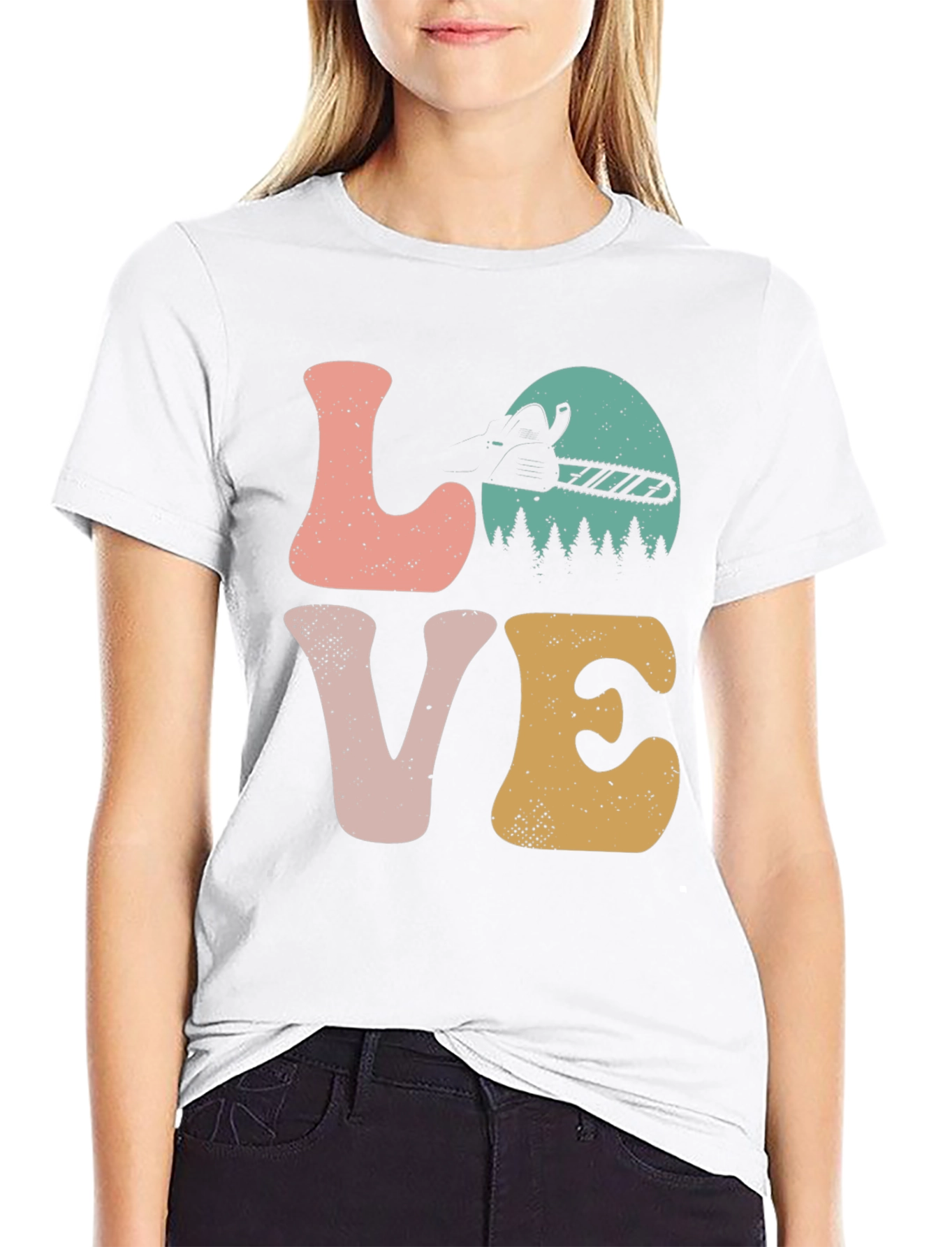 LOVE Chainsaw Retro Tee Lumberjack Gift