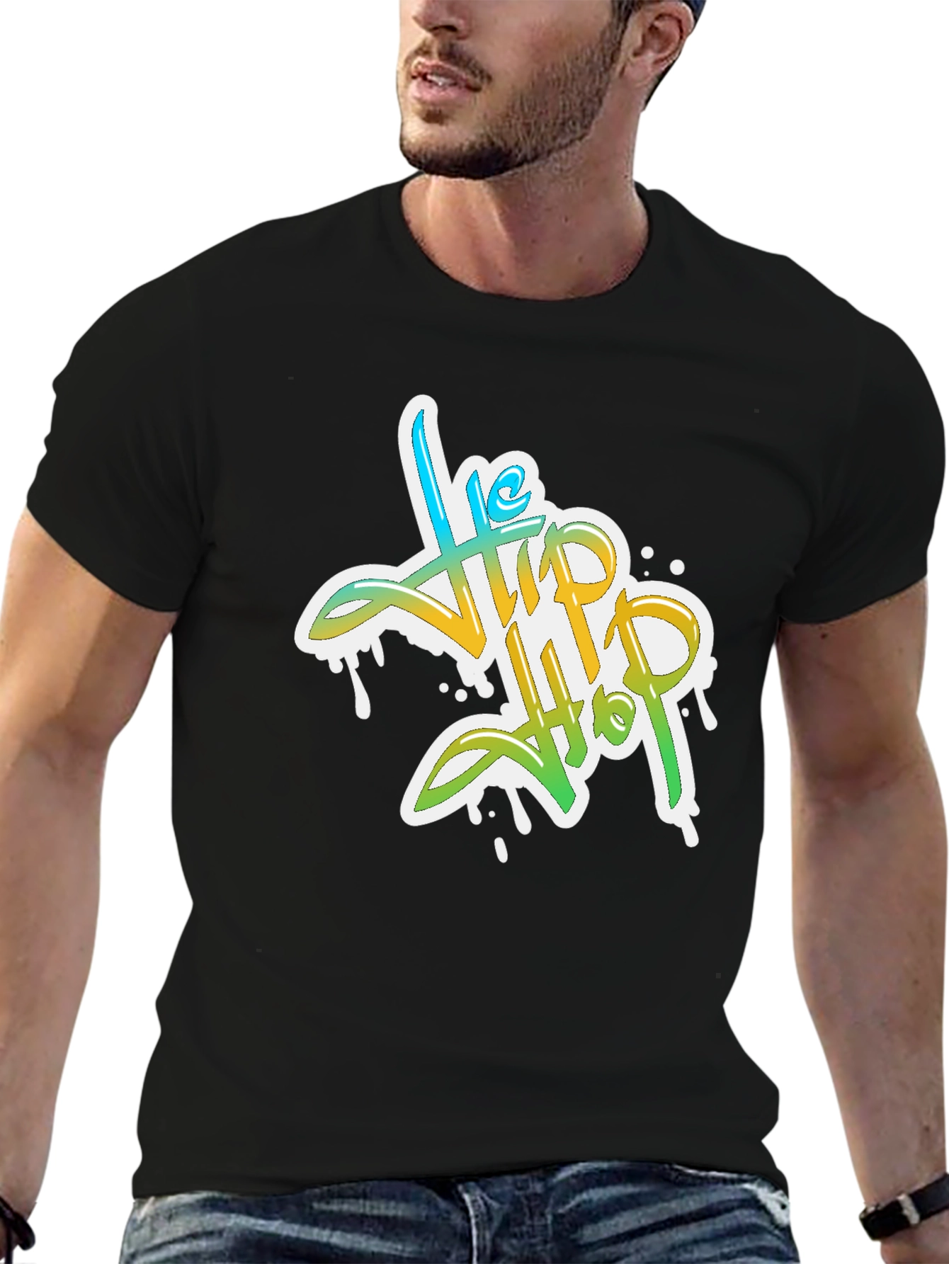 Stylish Hip Hop Graphic Print Black T-Shirt