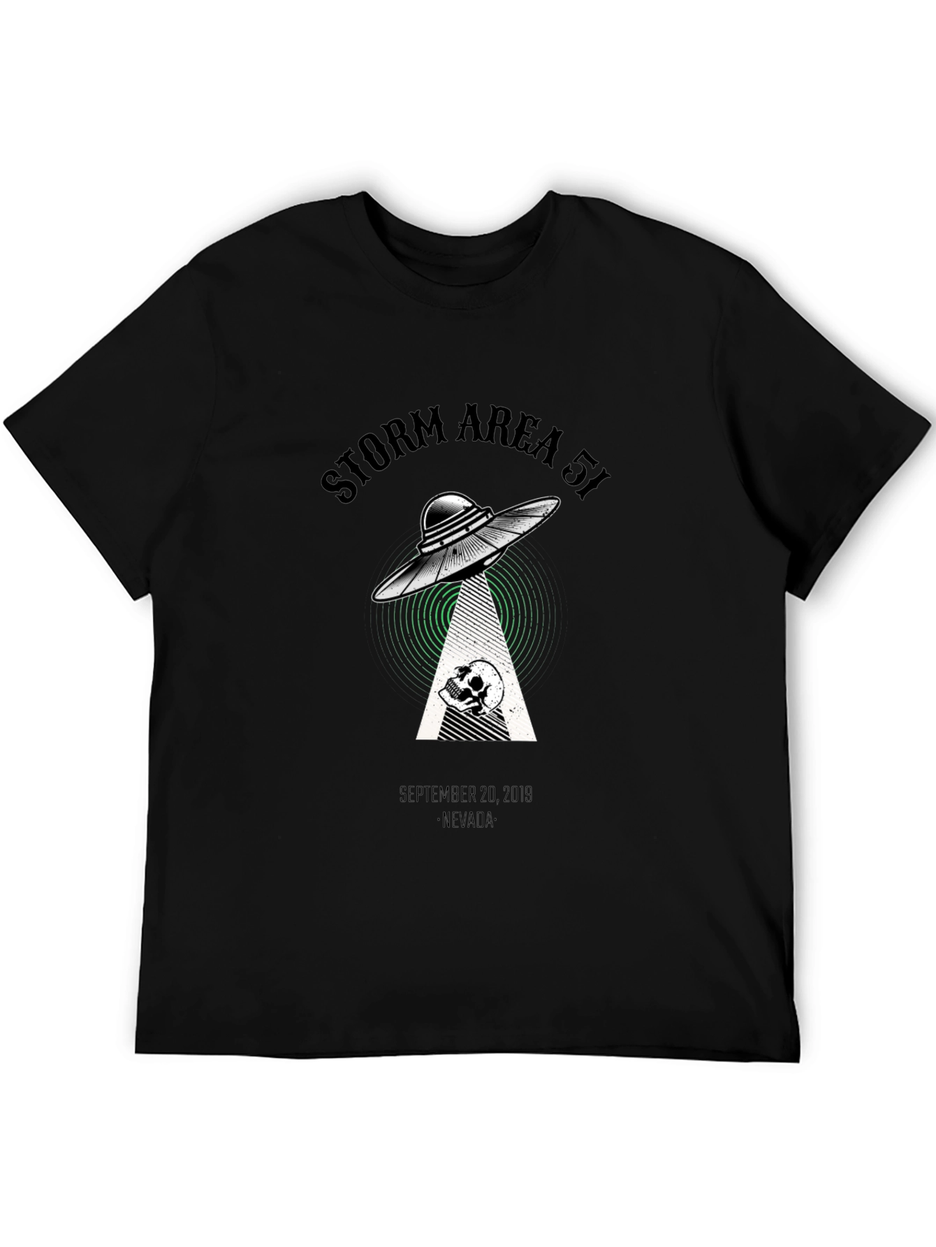 Storm Area 51 T-Shirt Alien UFO Skull