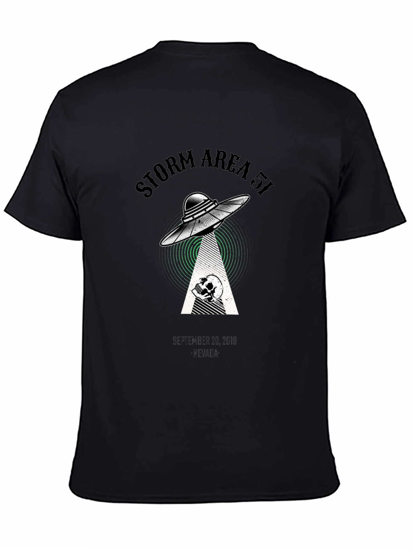 Storm Area 51 T-Shirt Alien UFO Skull