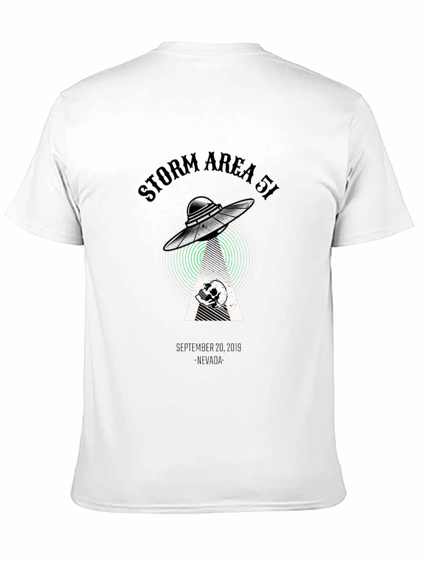 Storm Area 51 T-Shirt Alien UFO Skull