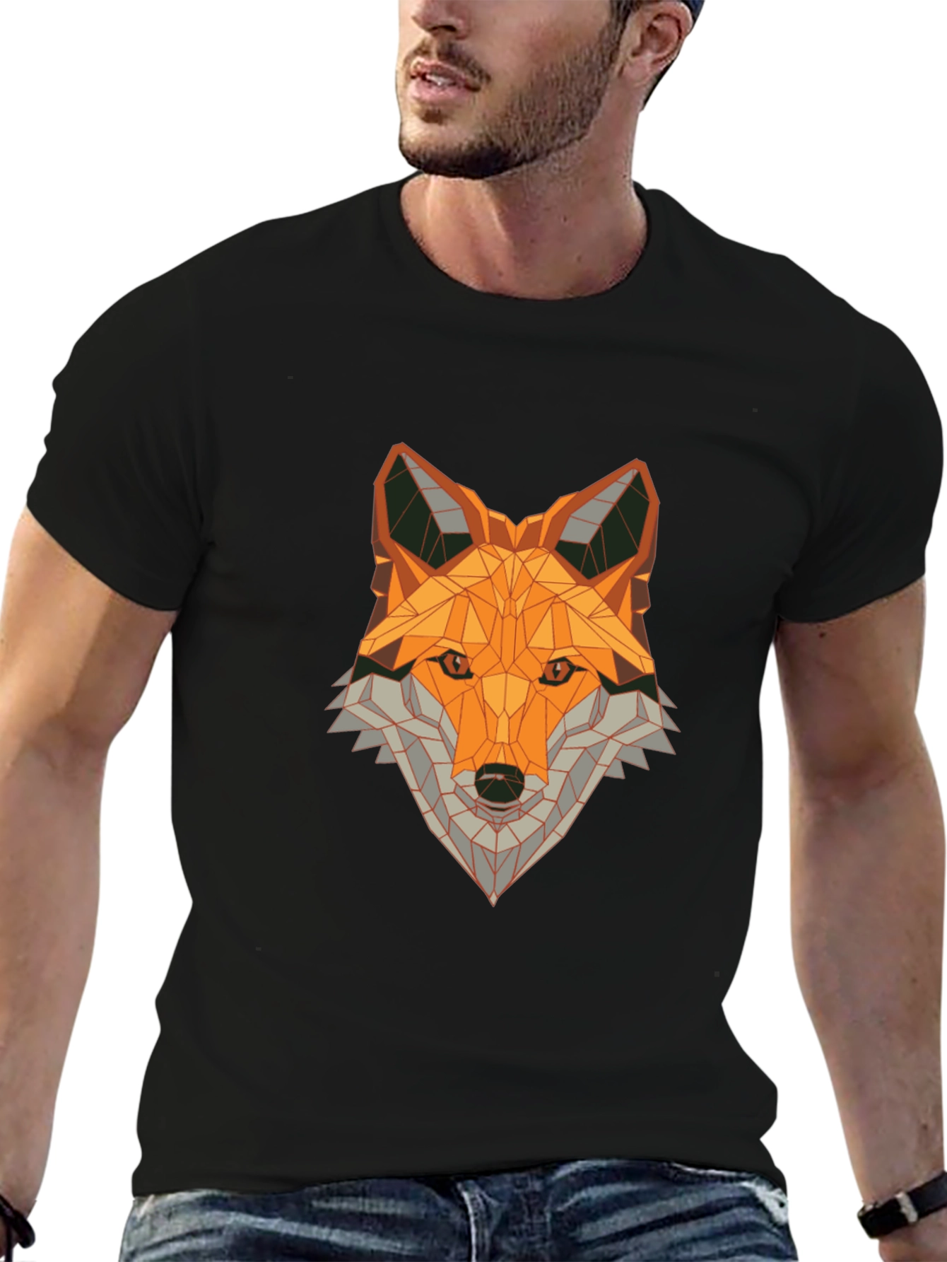 Geometric Fox Graphic Tee - Stylish Animal Print Shirt