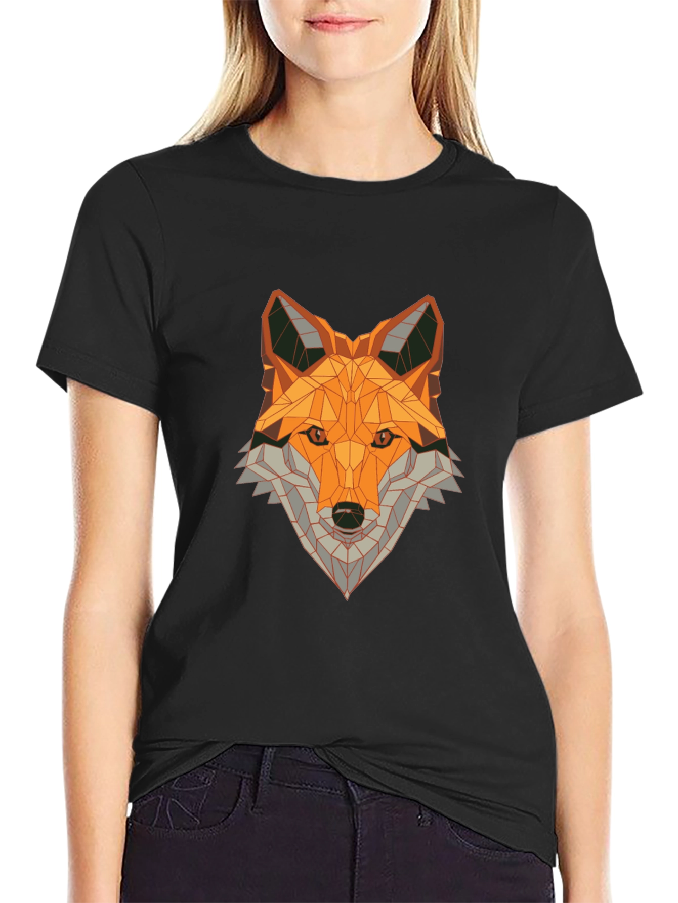 Geometric Fox Graphic Tee - Stylish Animal Print Shirt