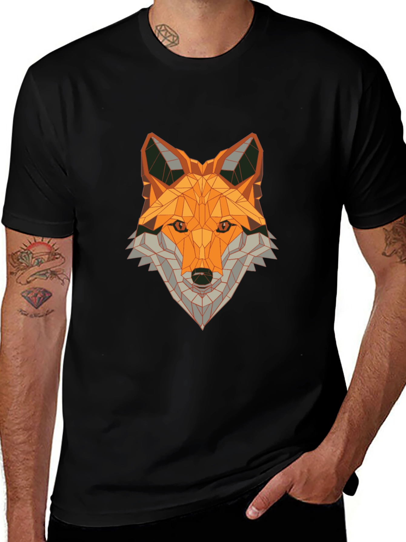 Geometric Fox Graphic Tee - Stylish Animal Print Shirt