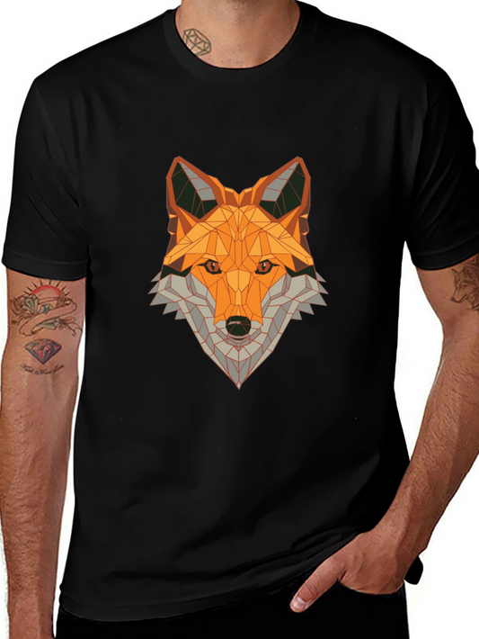 Geometric Fox Graphic Tee - Stylish Animal Print Shirt