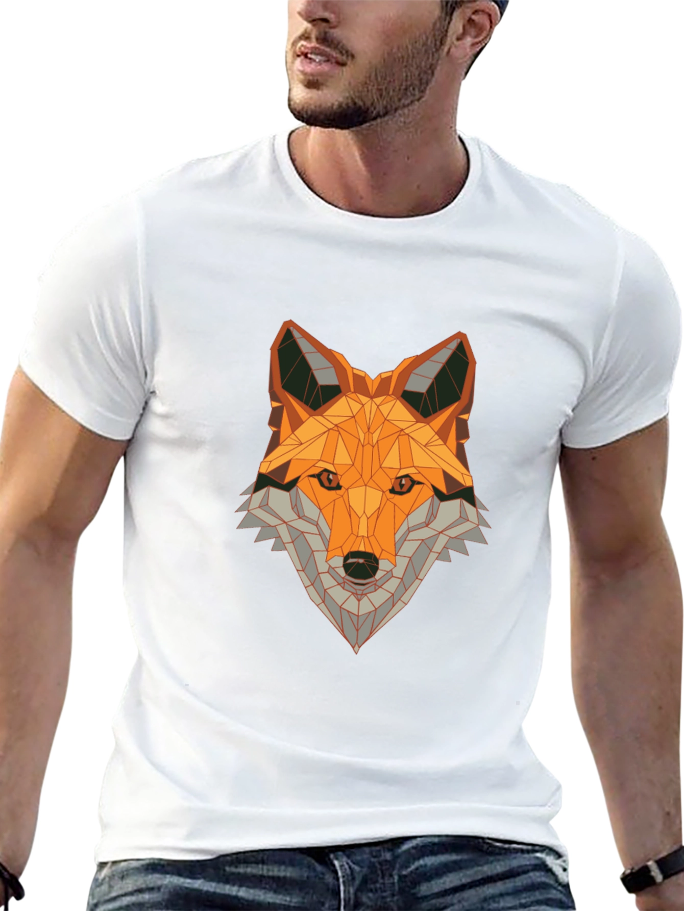 Geometric Fox Graphic Tee - Stylish Animal Print Shirt