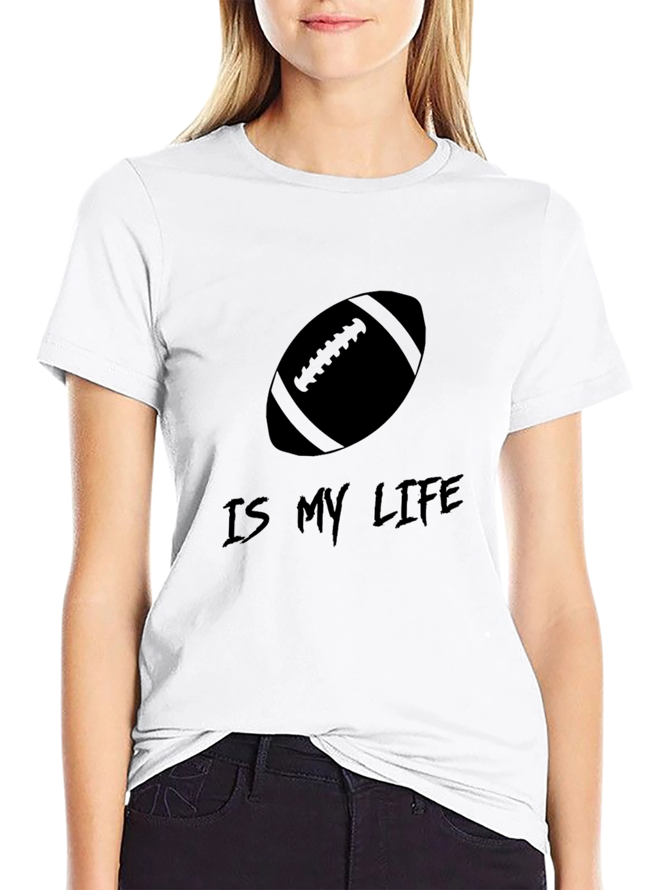 Football is My Life Black Graphic Tee