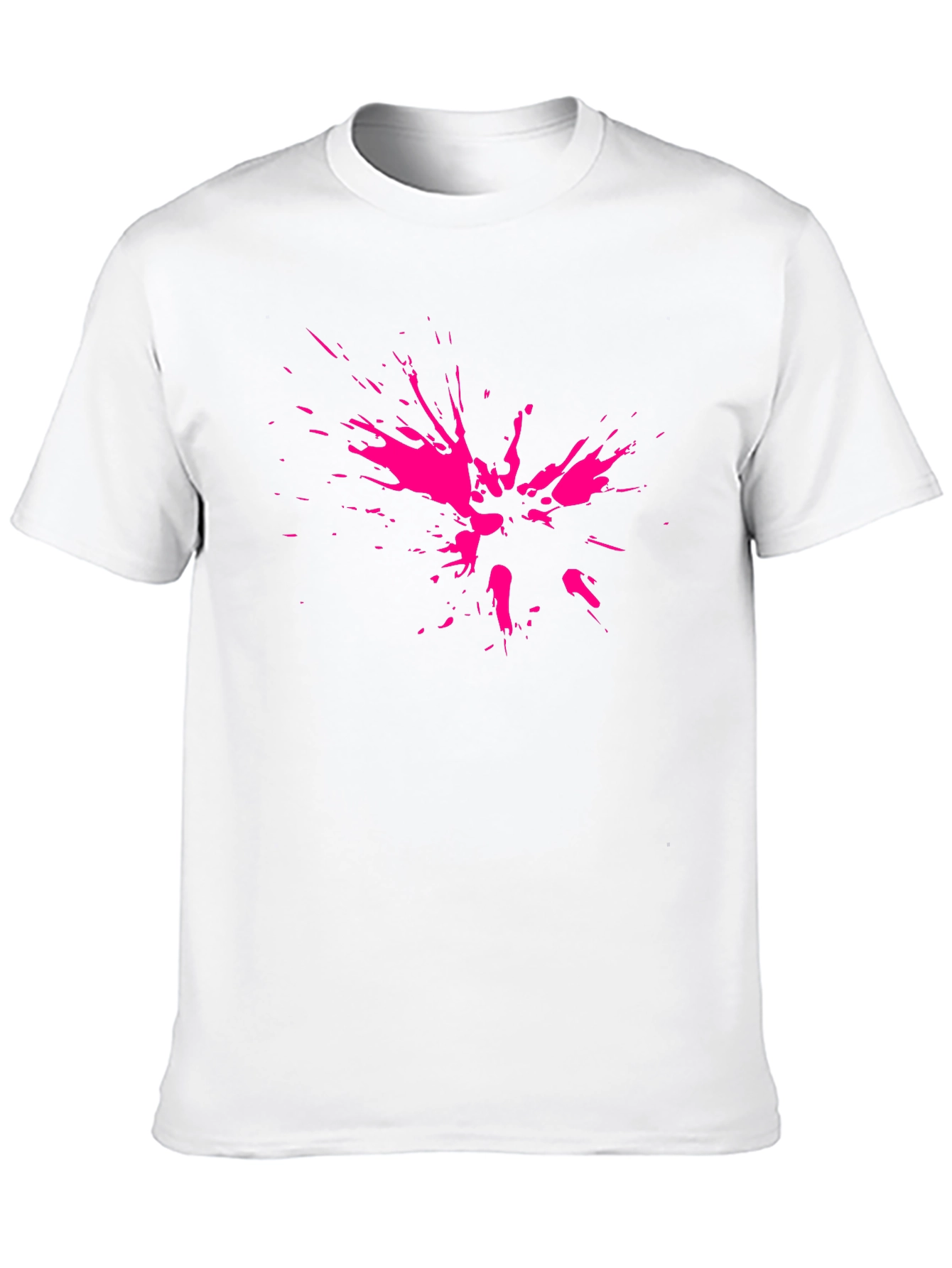 Abstract Pink Splatter Print Black T-Shirt