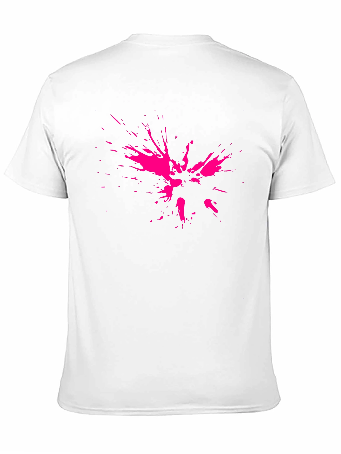 Abstract Pink Splatter Print Black T-Shirt