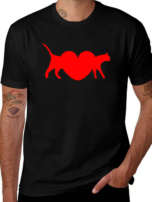 Cat Heart T-Shirt - Black