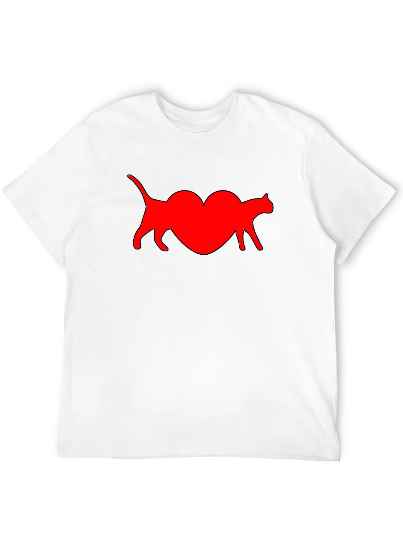 Cat Heart T-Shirt - Black