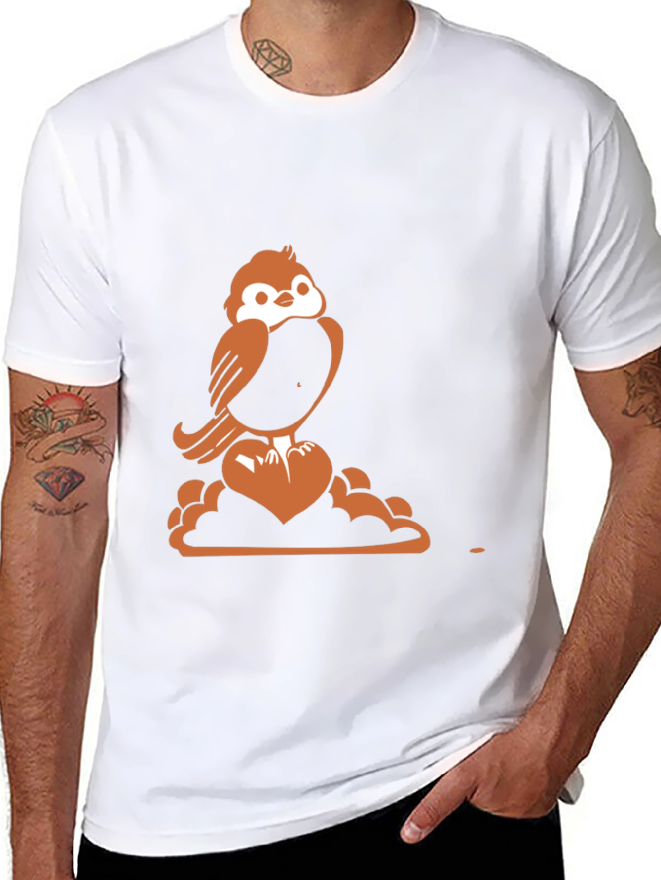 Sparrow Heart Graphic Tee - Stylish Comfort