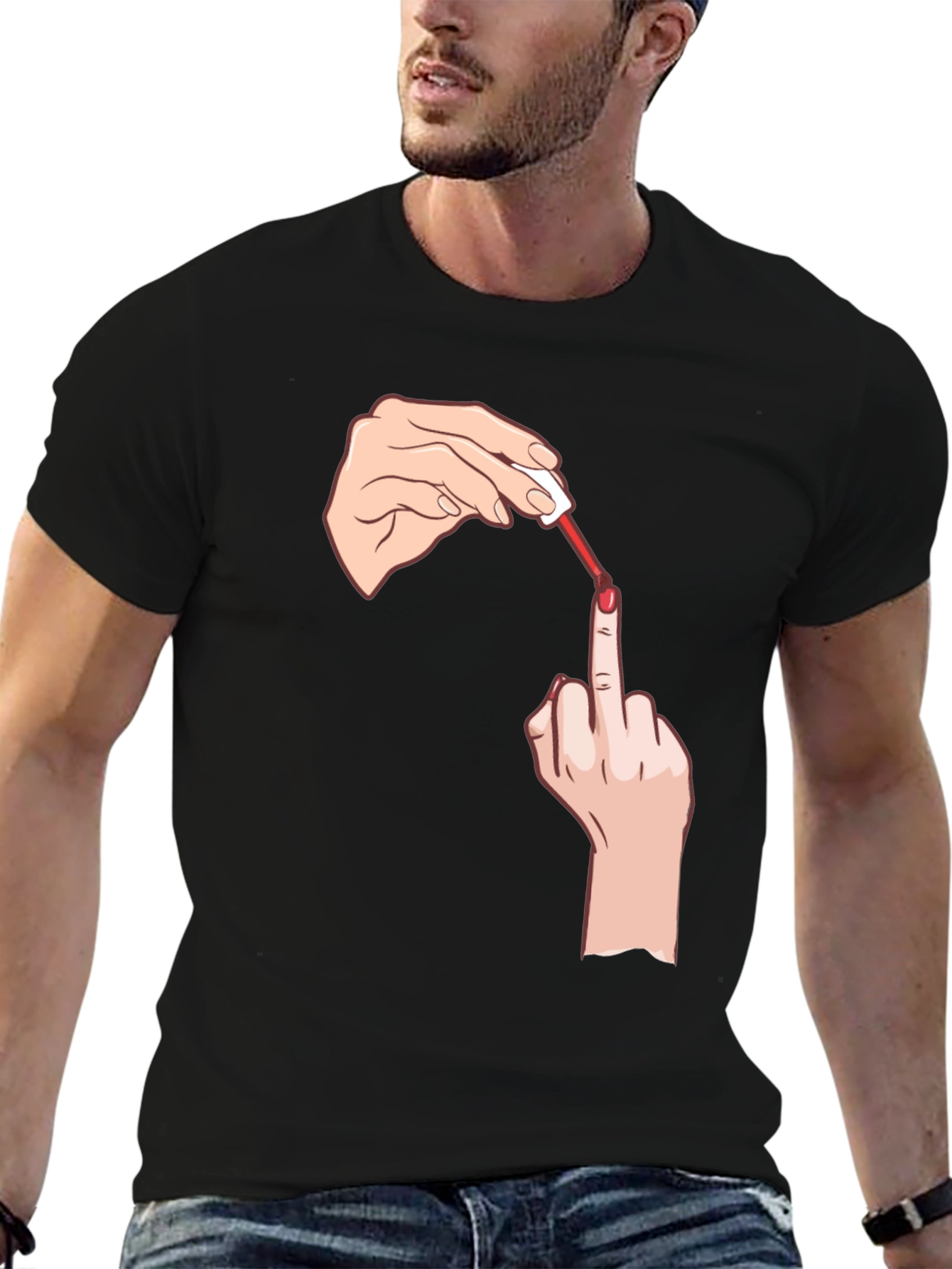 Funny Middle Finger Nail Polish Graphic Tee