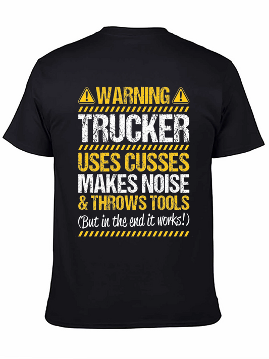 Warning Trucker T-Shirt - Funny Novelty Tee