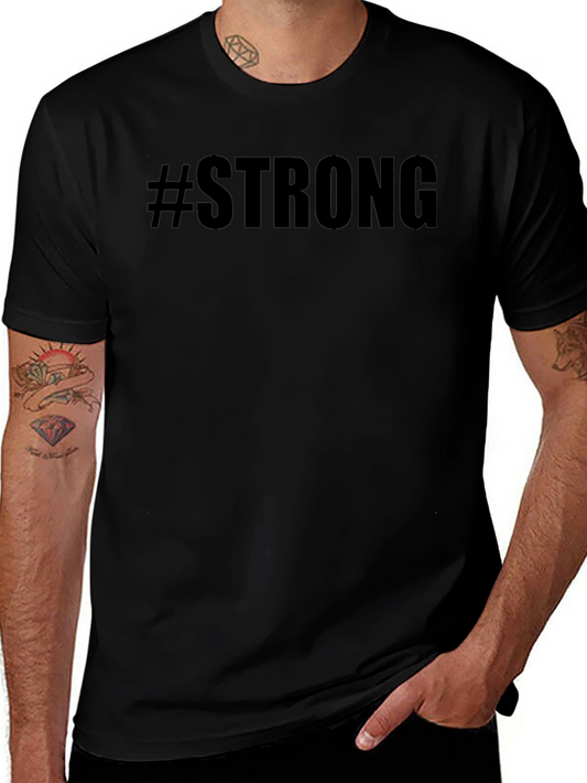 #Strong Graphic Tee - Black Cotton T-Shirt