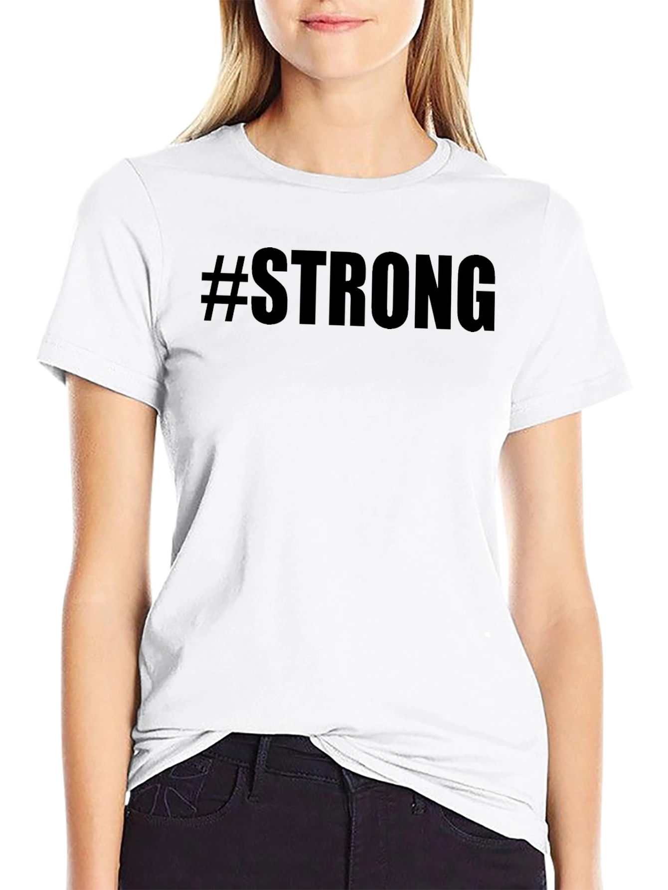 #Strong Graphic Tee - Black Cotton T-Shirt