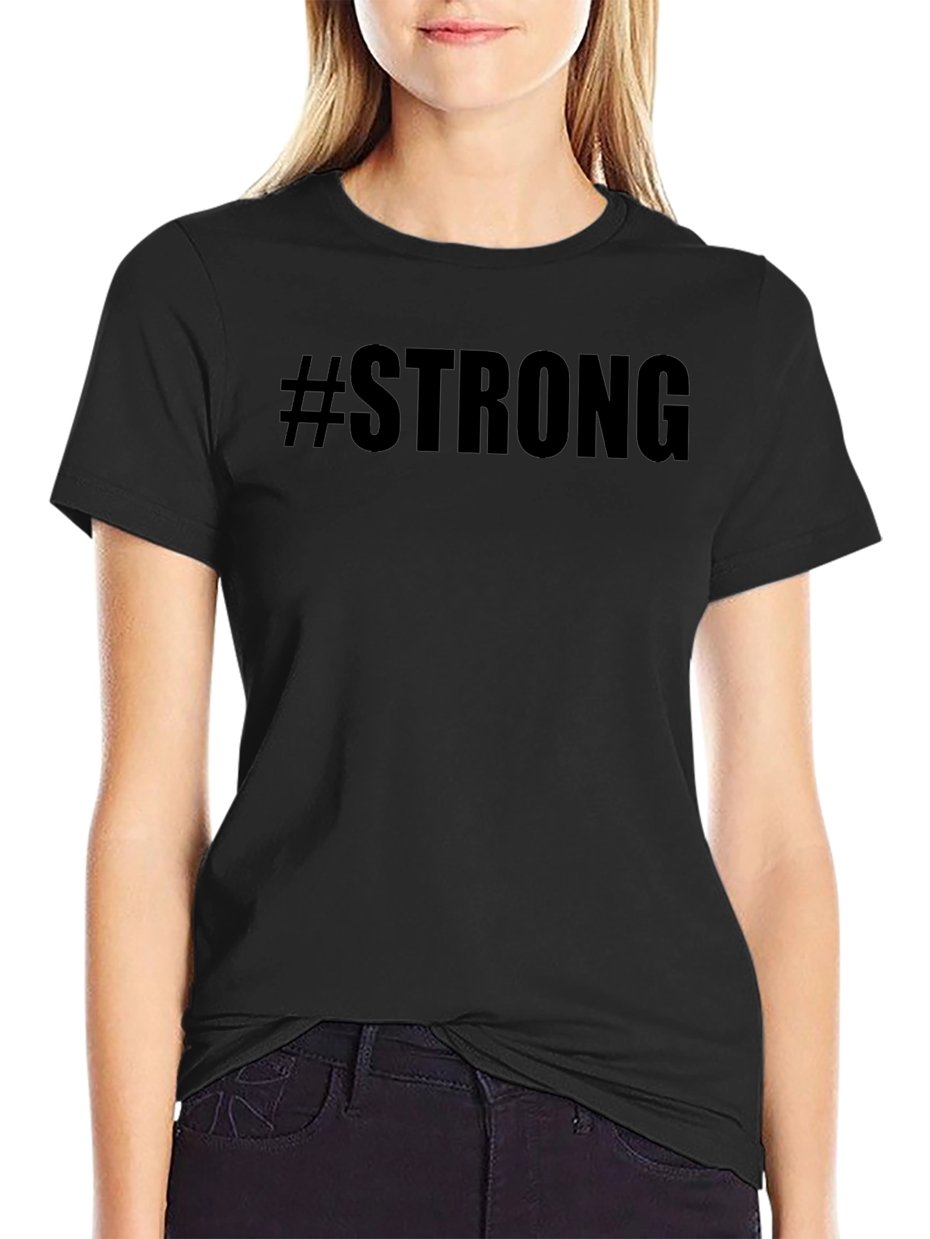 #Strong Graphic Tee - Black Cotton T-Shirt