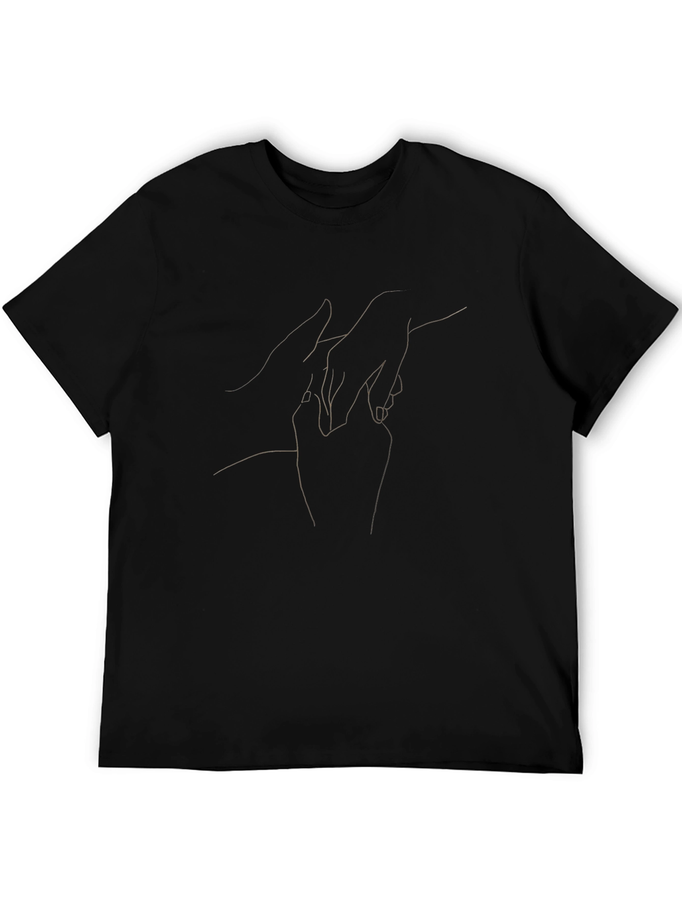 Minimalist Hand Line Art Black T-Shirt