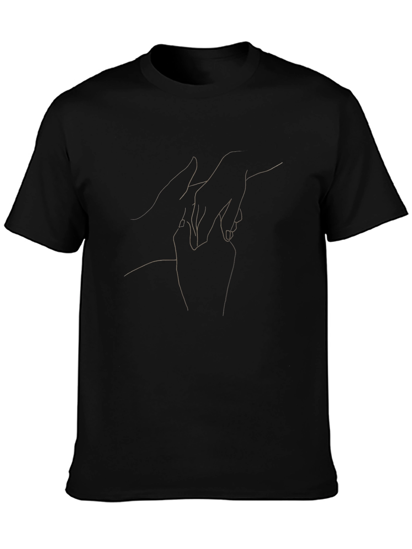 Minimalist Hand Line Art Black T-Shirt