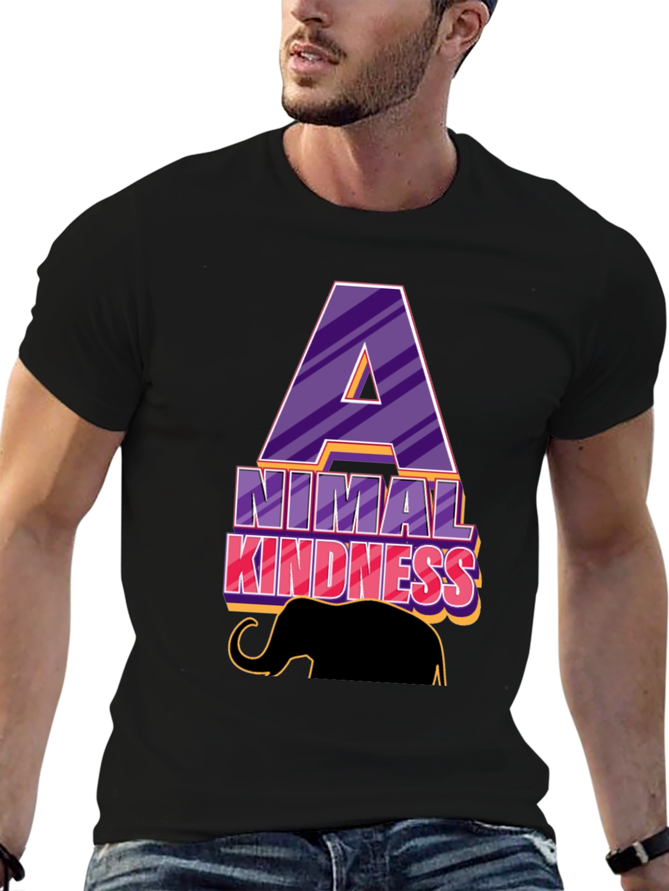 Animal Kindness Black T-Shirt