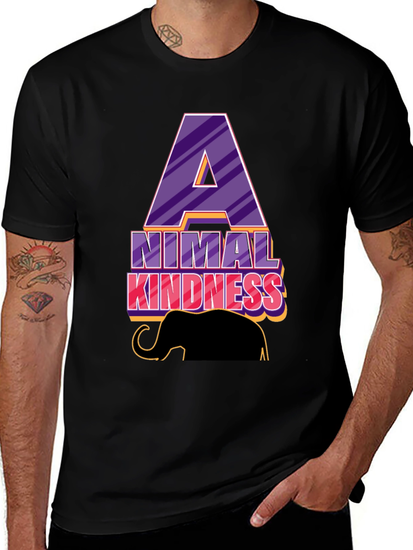 Animal Kindness Black T-Shirt