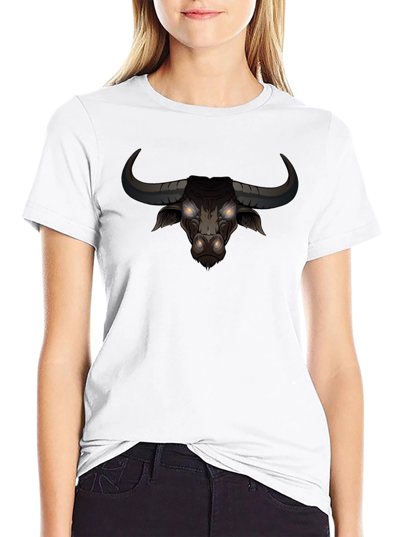 Mens Black Bull Graphic Tee - Bold Statement Shirt