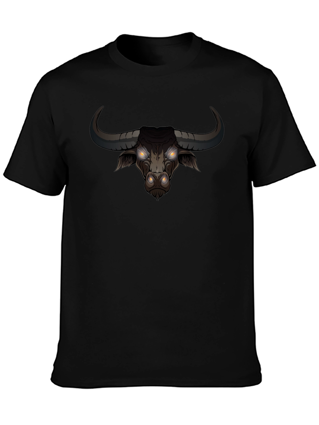 Mens Black Bull Graphic Tee - Bold Statement Shirt