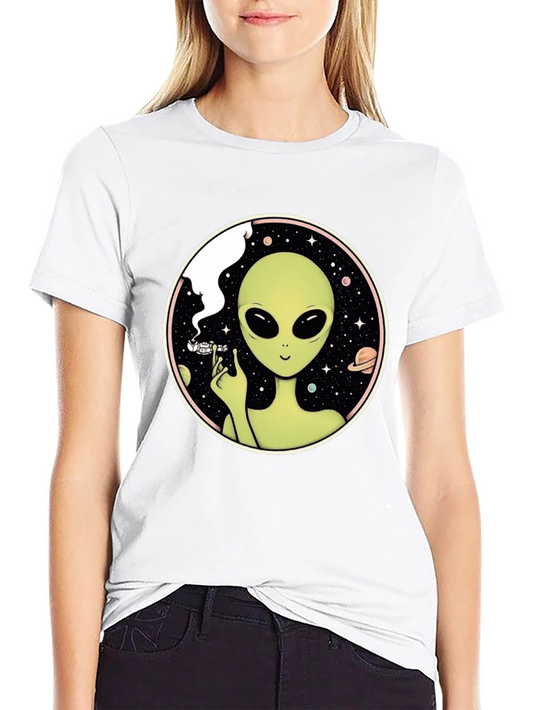 Alien Smoking Weed T-Shirt - Black