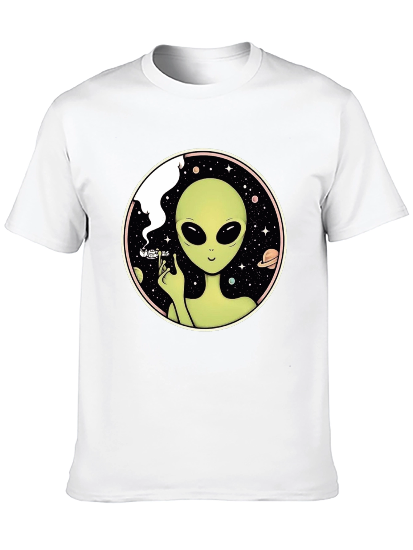 Alien Smoking Weed T-Shirt - Black