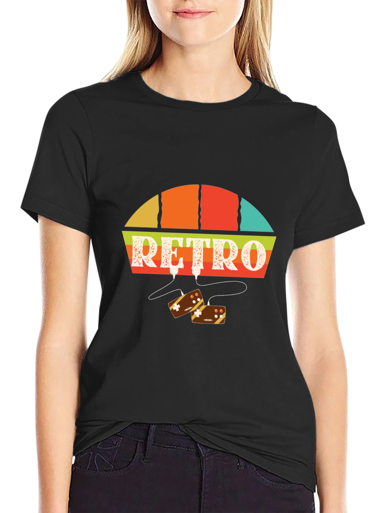 Retro Game On Black Graphic Tee