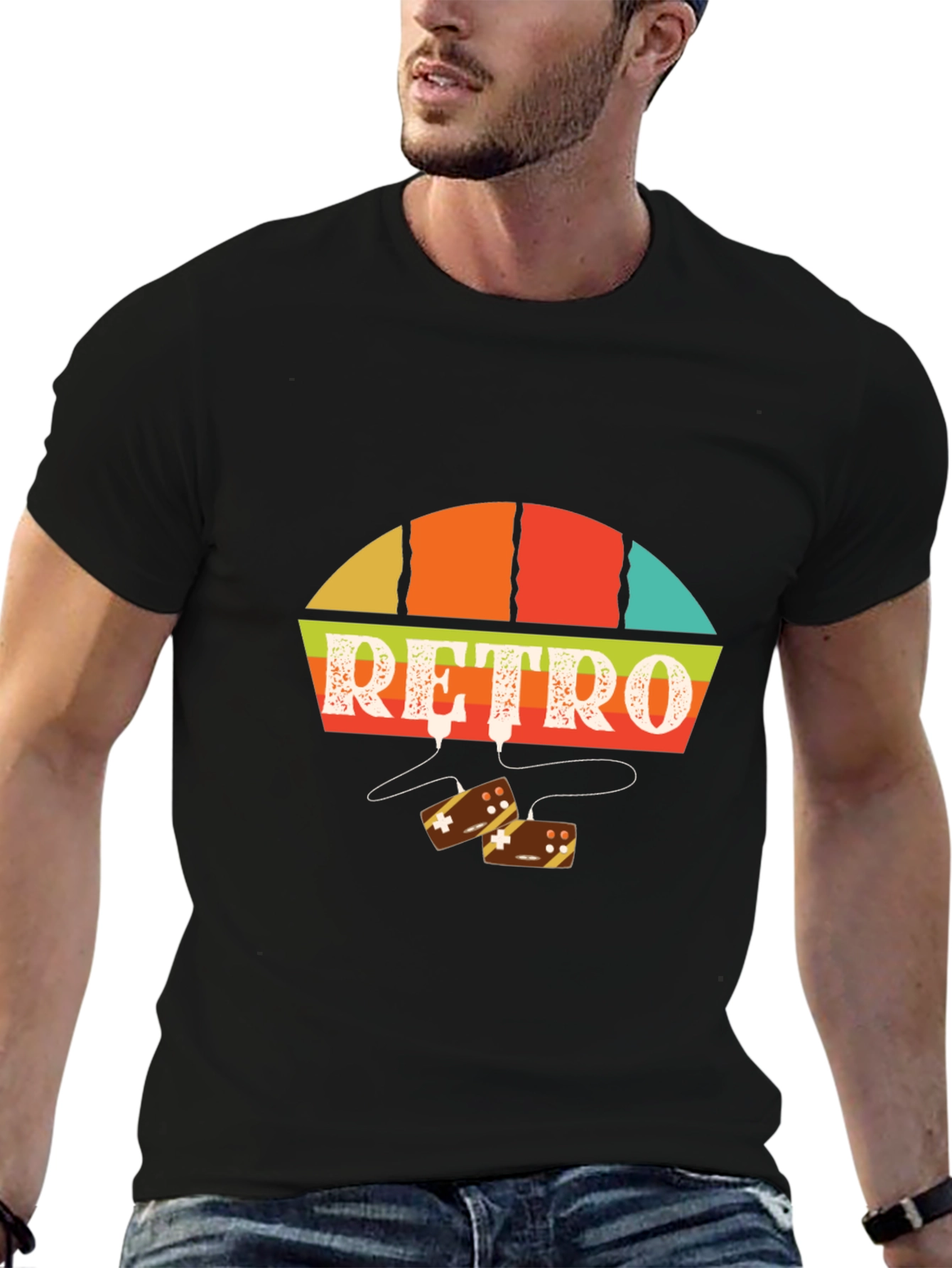 Retro Game On Black Graphic Tee
