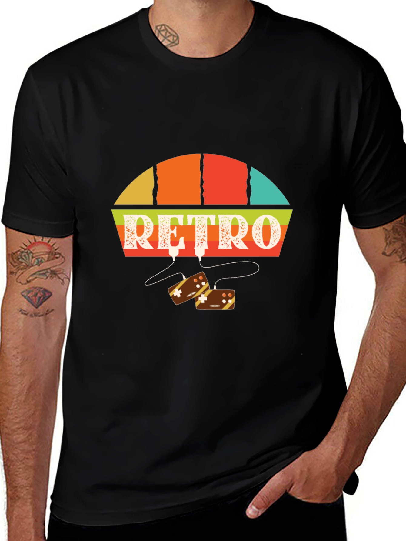 Retro Game On Black Graphic Tee