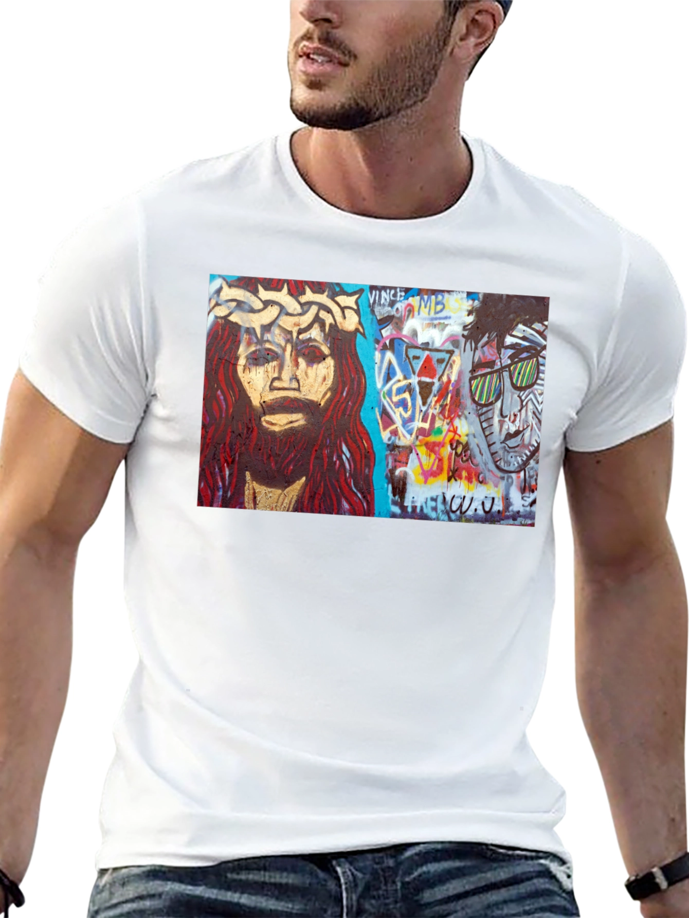 Street Art Graphic Print Black T-Shirt