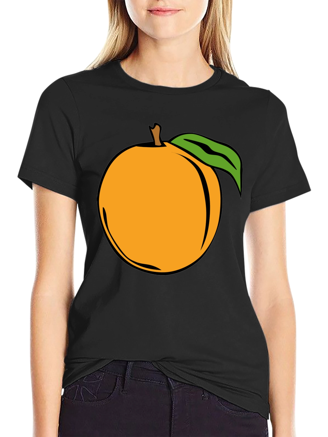 Peach Graphic Black T-Shirt