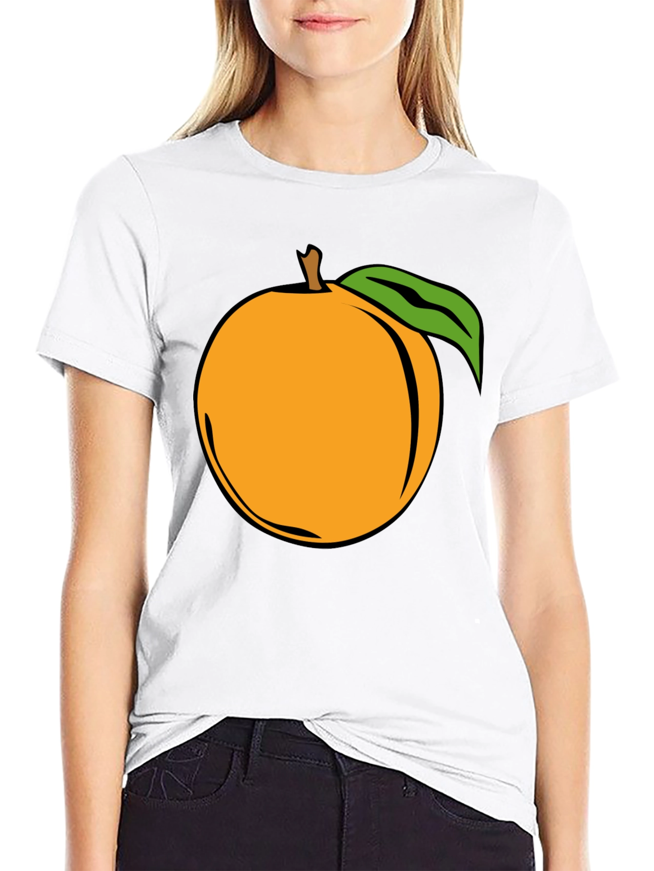 Peach Graphic Black T-Shirt