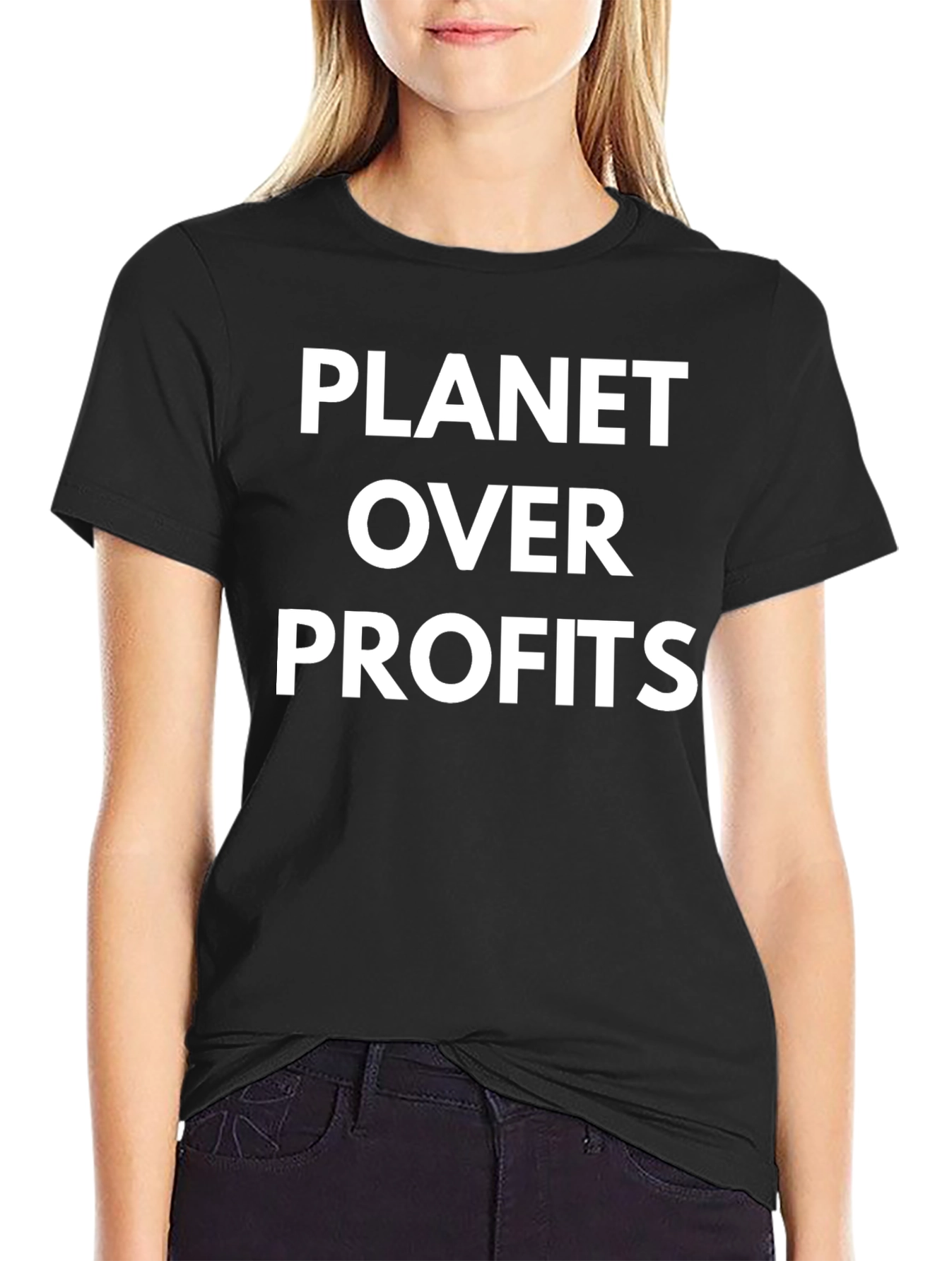 Planet Over Profits Black Graphic T-Shirt
