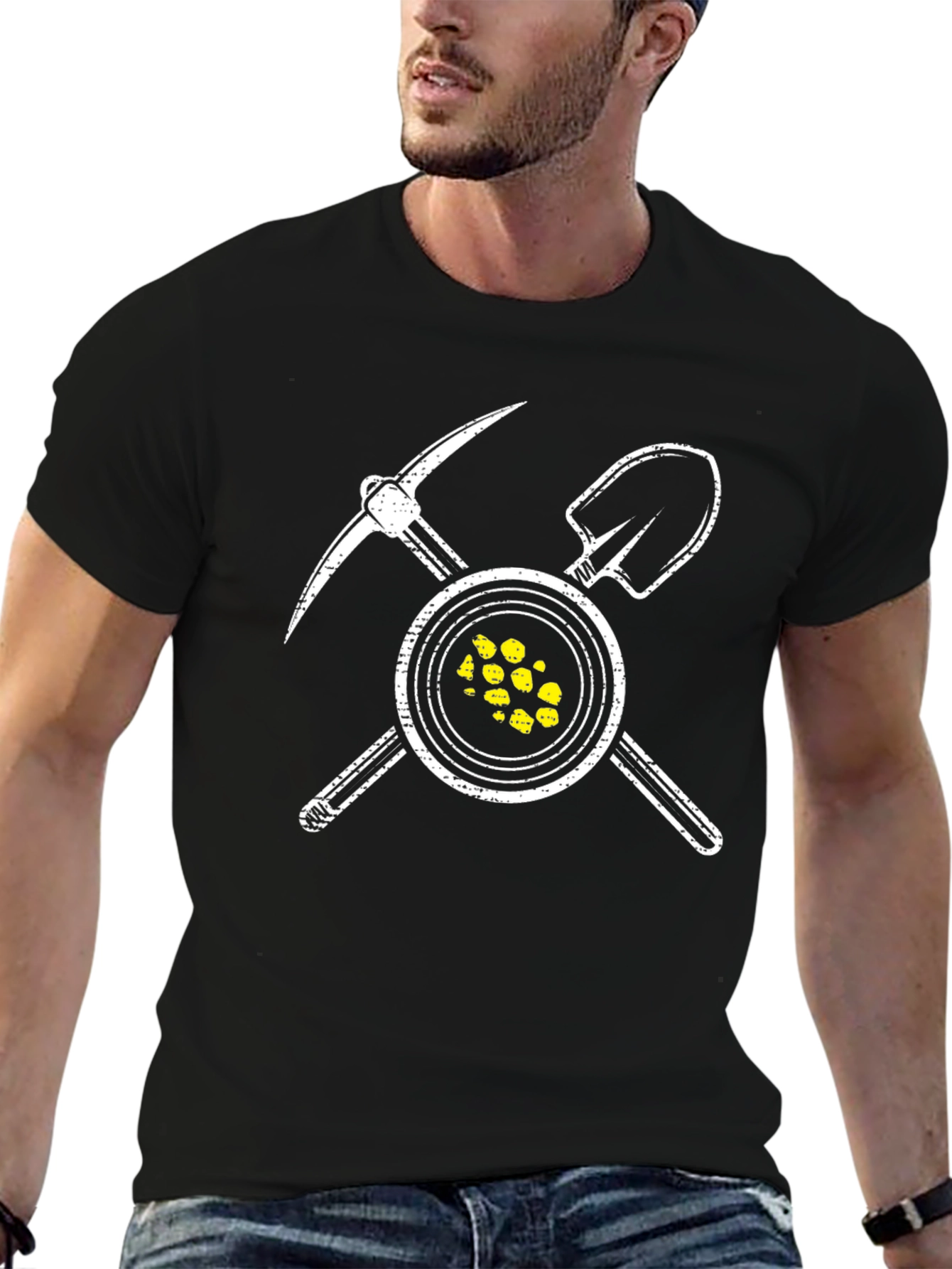 Gold Miner T-Shirt - Pickaxe & Shovel Graphic Tee
