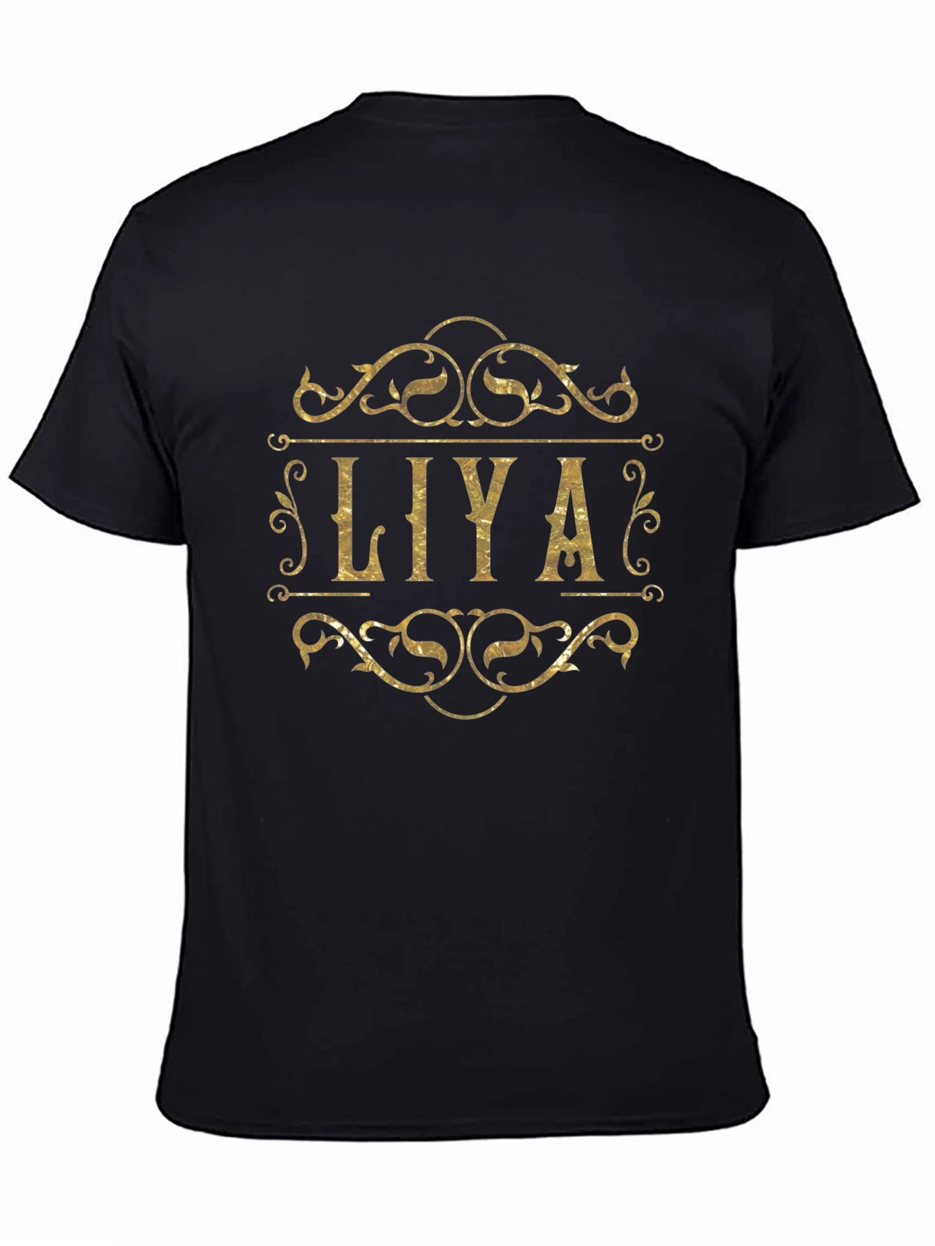 Personalized LIYA Gold Graphic Black T-Shirt