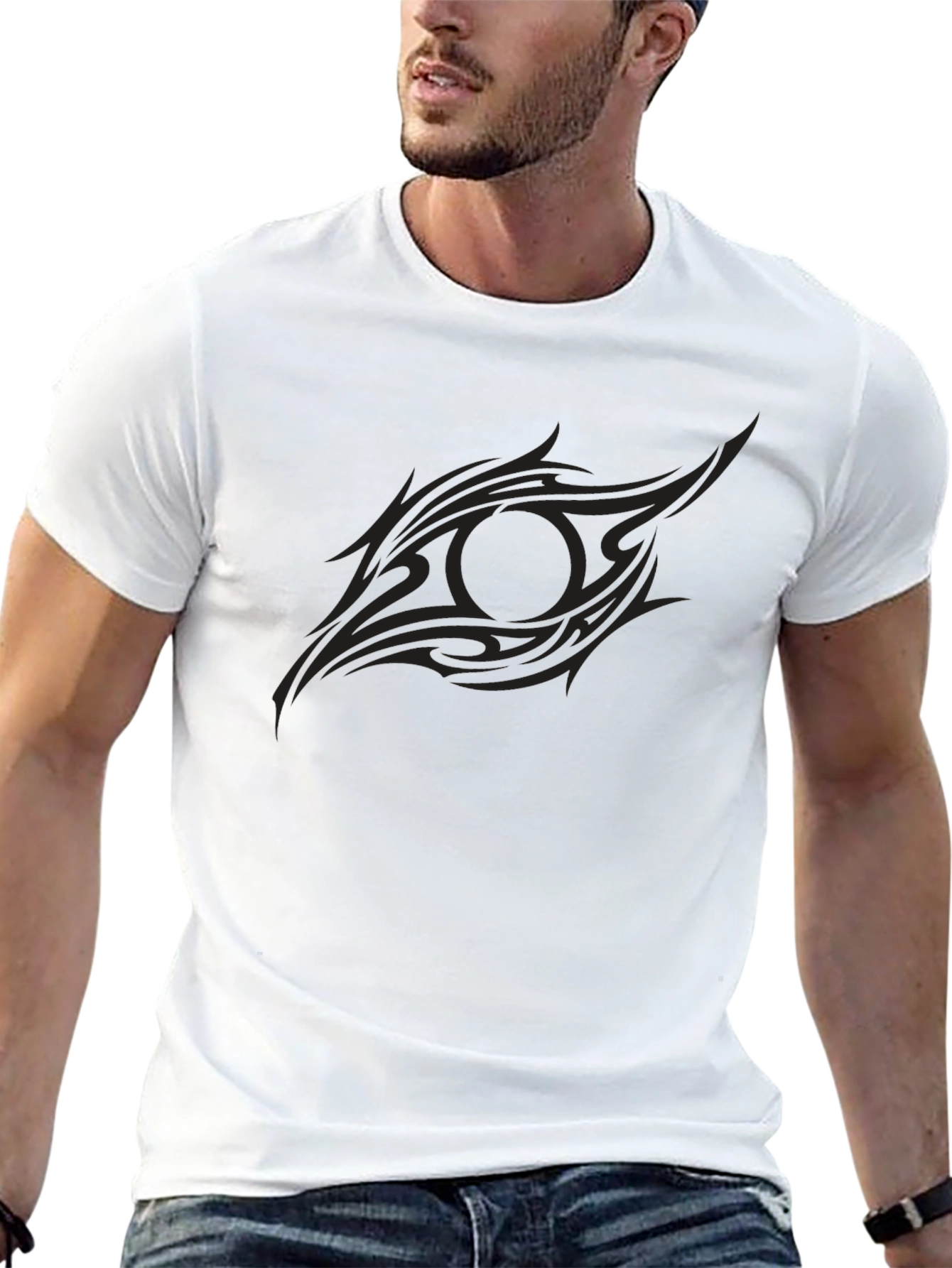Mens Black Tribal Eye Graphic Tee
