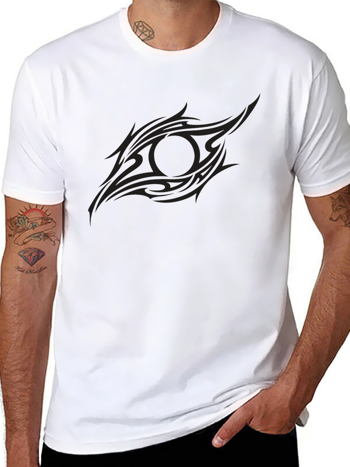 Mens Black Tribal Eye Graphic Tee
