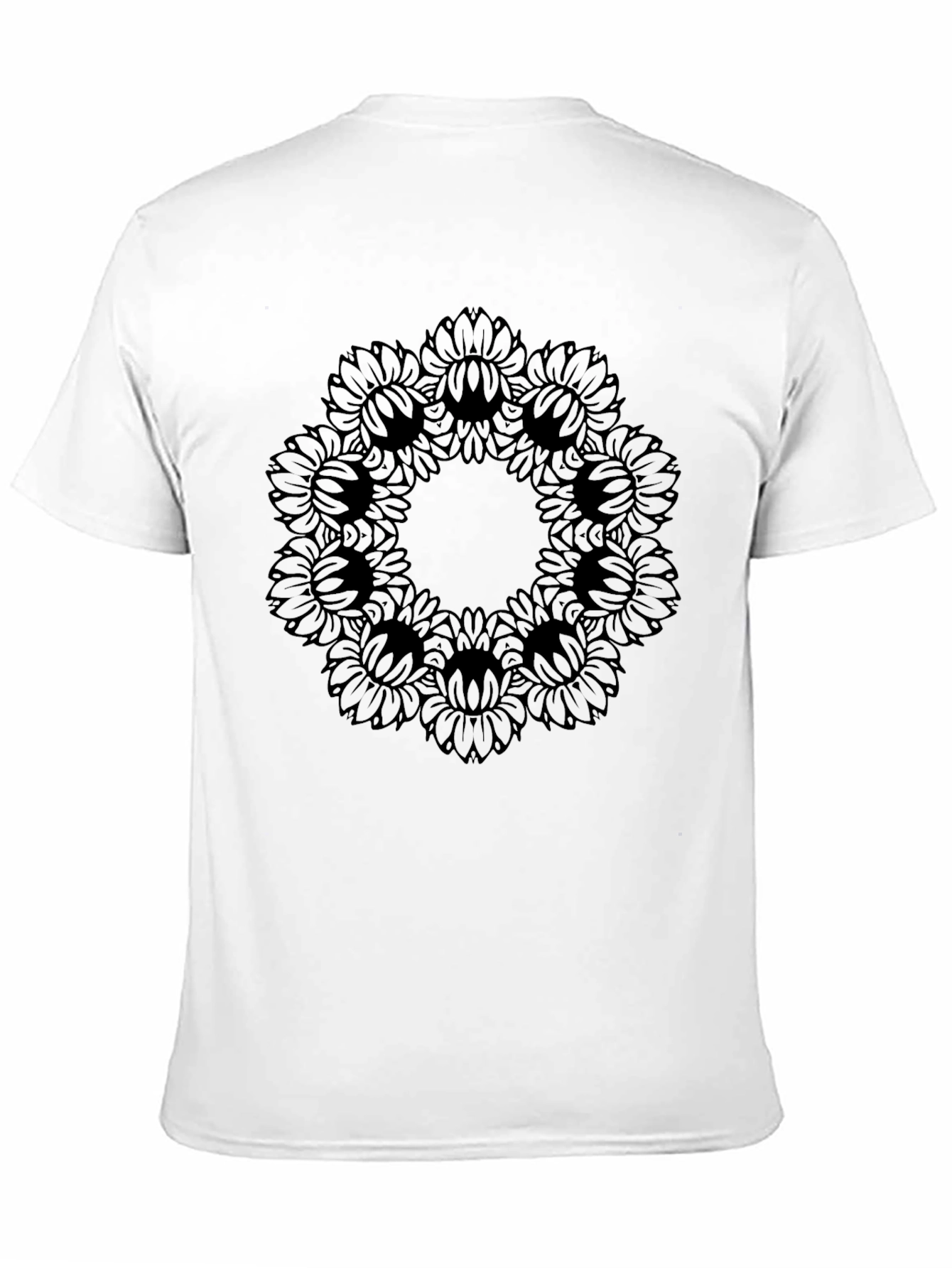 Black Sunflower Mandala Graphic T-Shirt