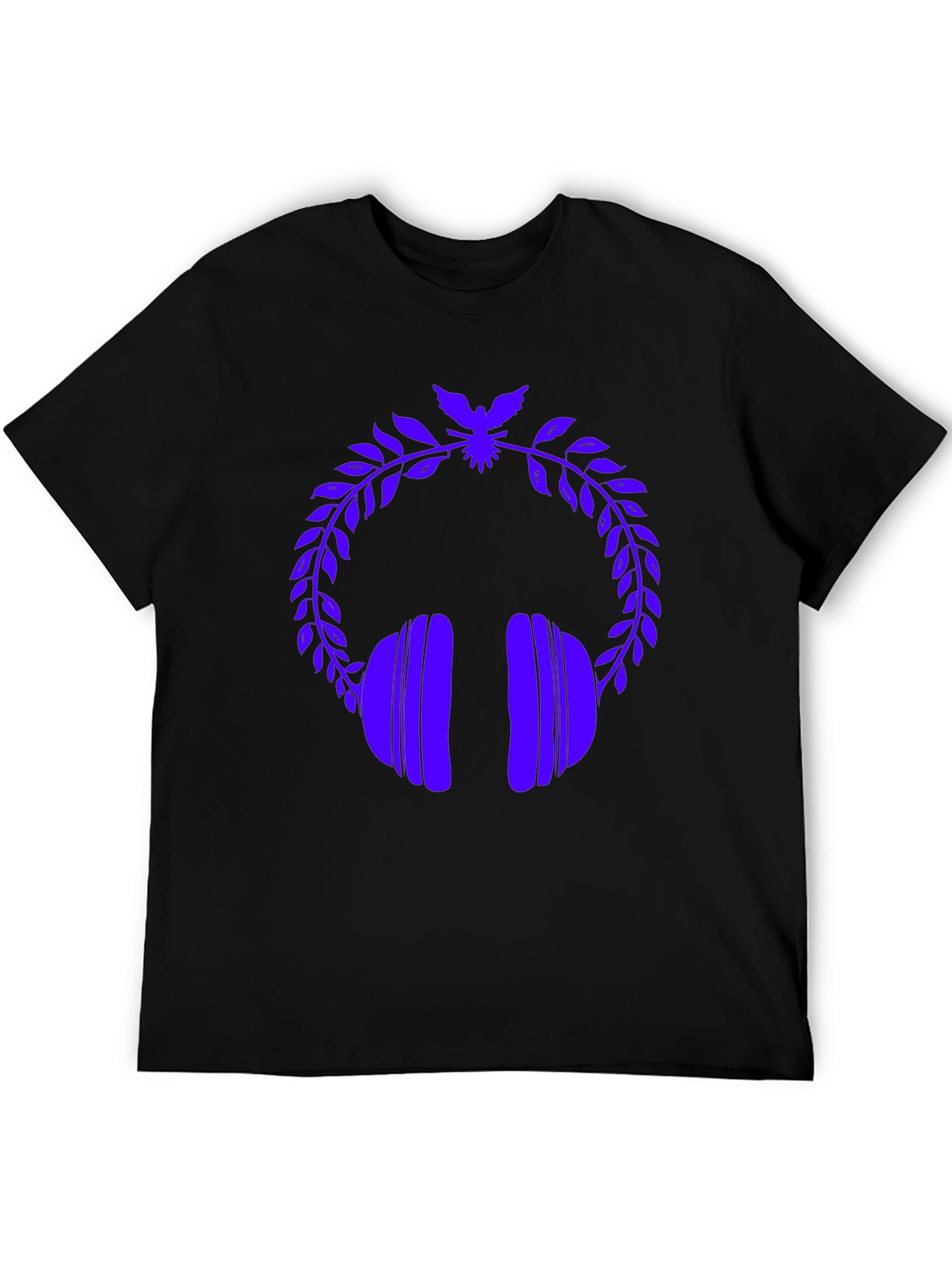 Stylish Graphic Tee - Headphones & Laurel Wreath