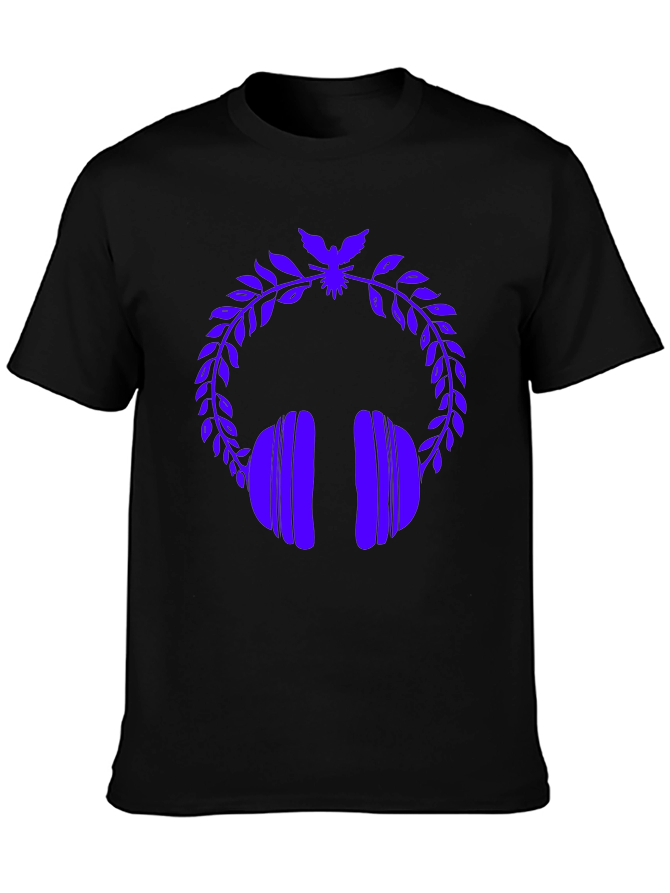 Stylish Graphic Tee - Headphones & Laurel Wreath