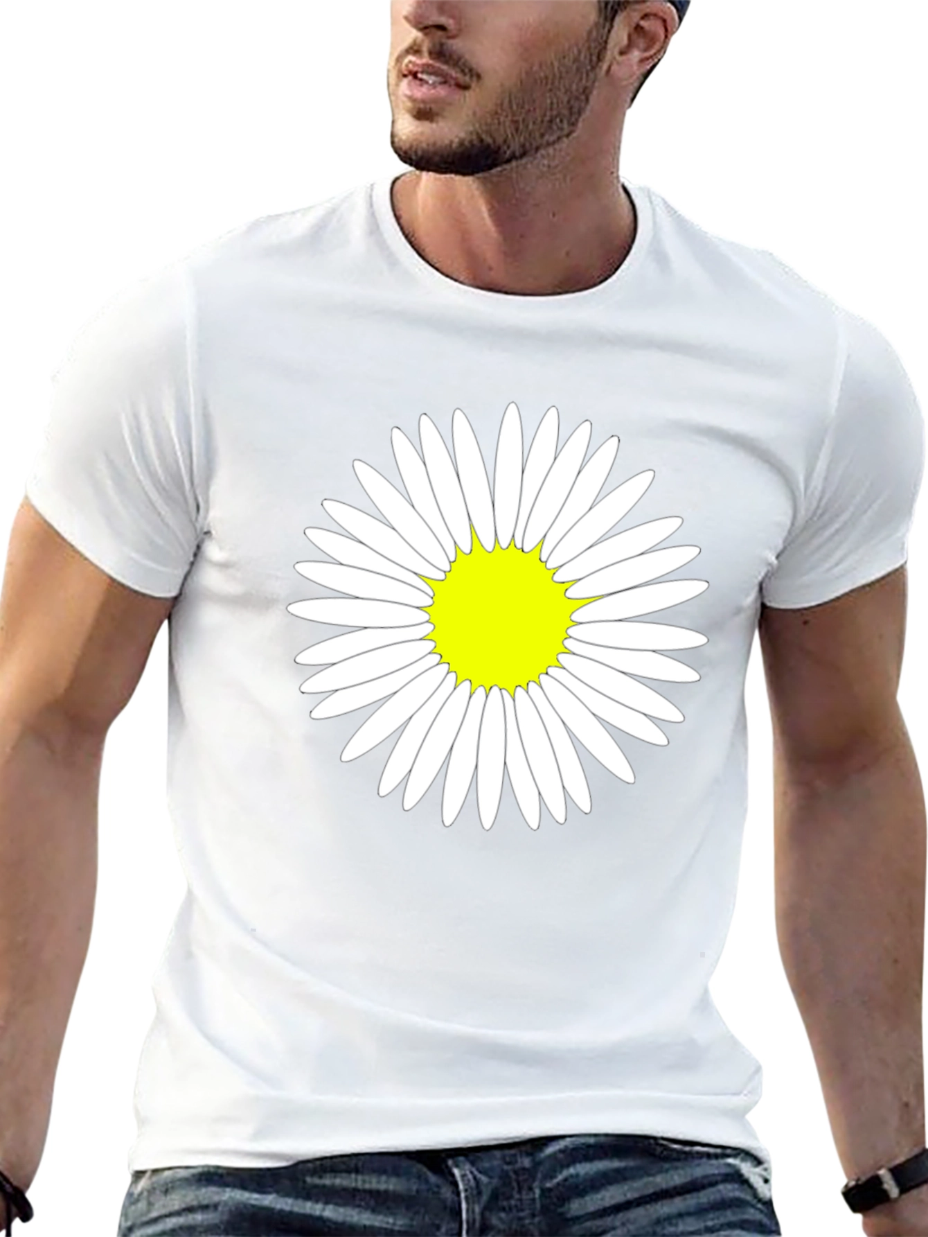 Daisy Flower Graphic Tee - Casual Black T-Shirt