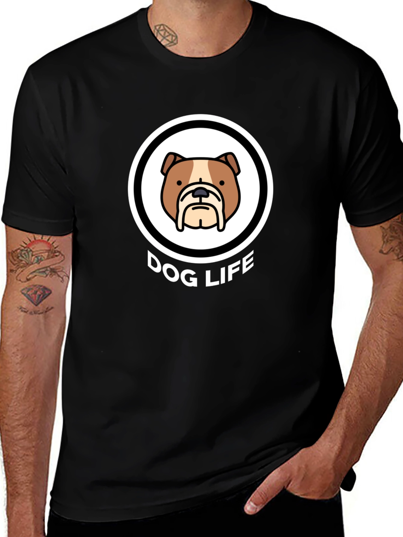Dog Life Graphic Tee - Bulldog Design