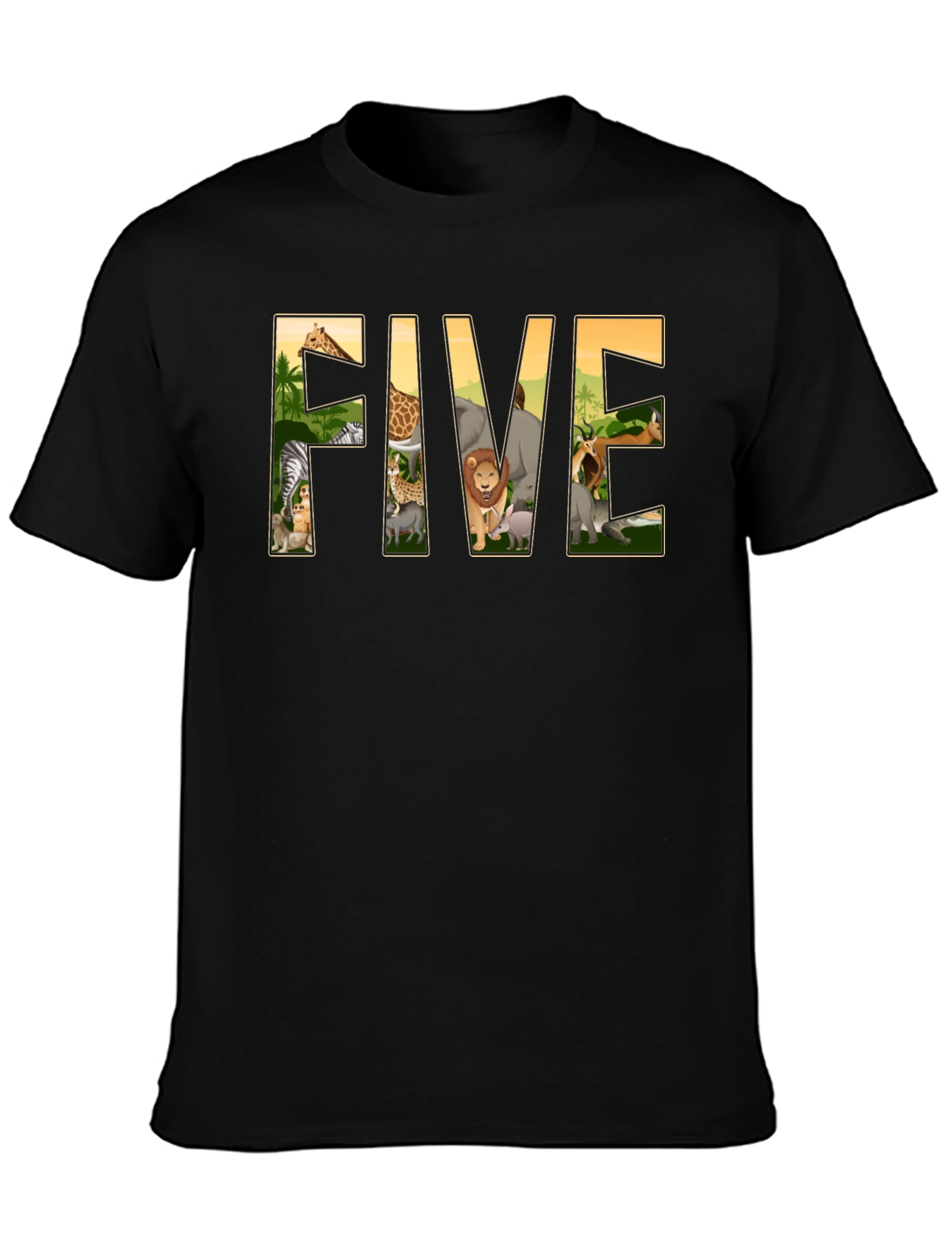 Kids Five Safari Animal Birthday T-Shirt