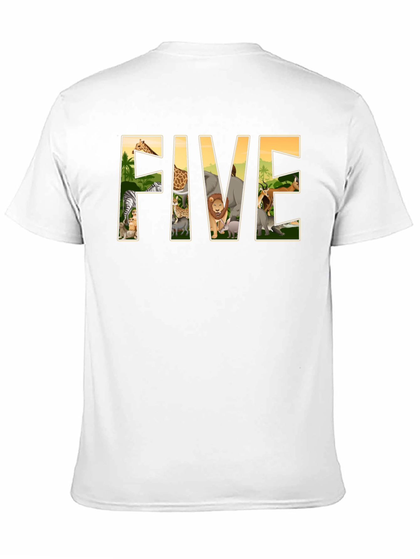 Kids Five Safari Animal Birthday T-Shirt
