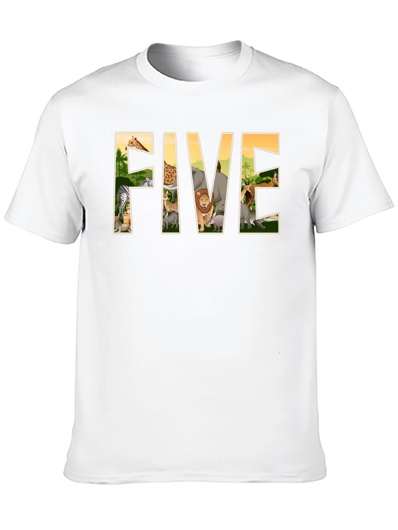 Kids Five Safari Animal Birthday T-Shirt