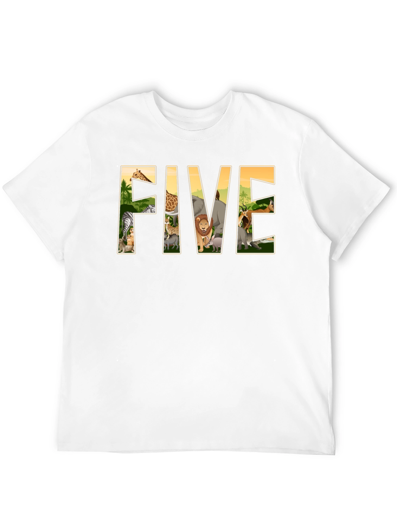 Kids Five Safari Animal Birthday T-Shirt